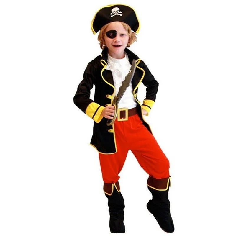 New Halloween Costumes Kids Boys Pirate Costume Cosplay set for Children Christmas New Year Purim For Kids Children(no weapons)