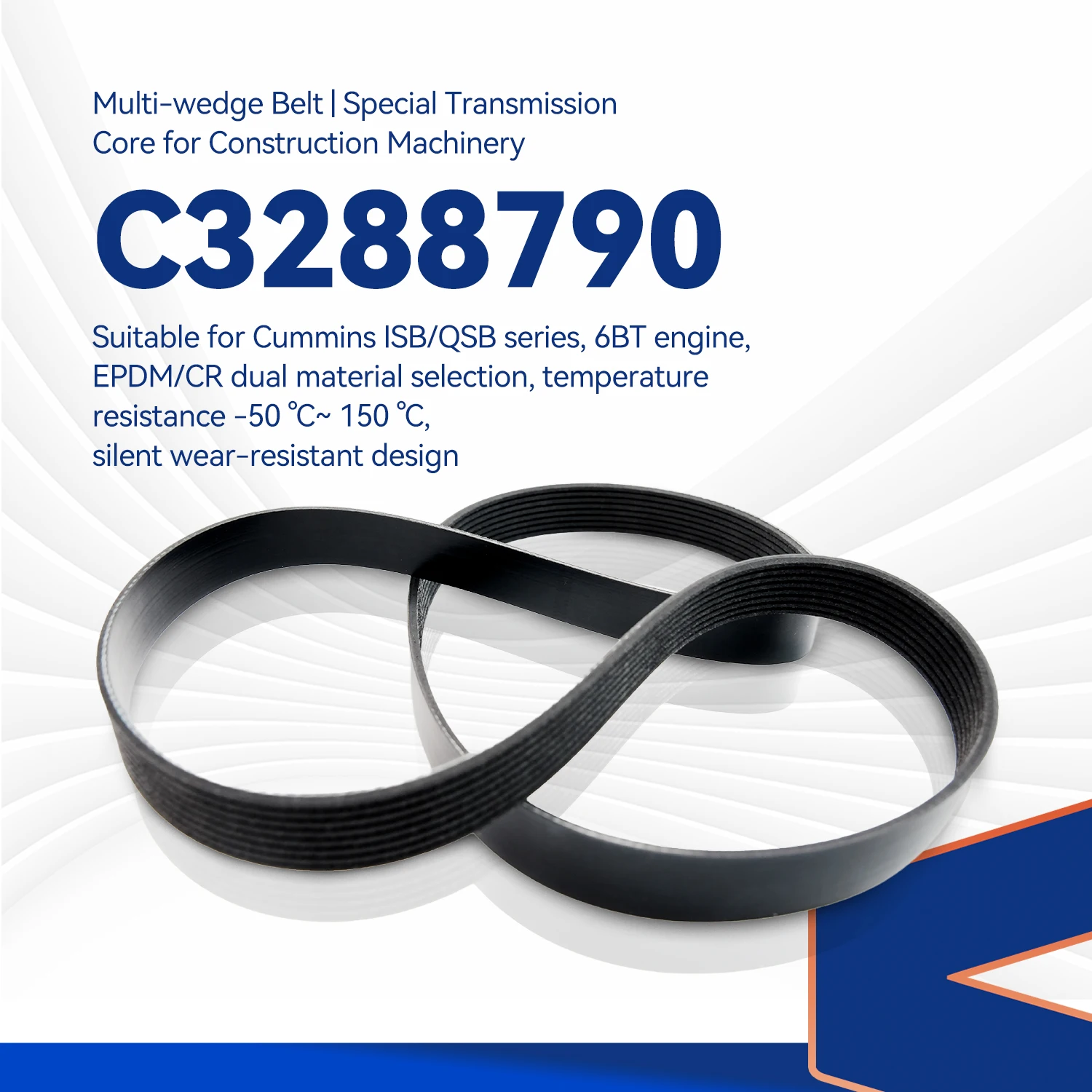 

Belt 3911568 3929330 C3288790 (8PK/1443) Compatible with Cummins Engine 4BT 6BT 6CT 6LTABelt 3911568/3929330/C3288790 Compatible