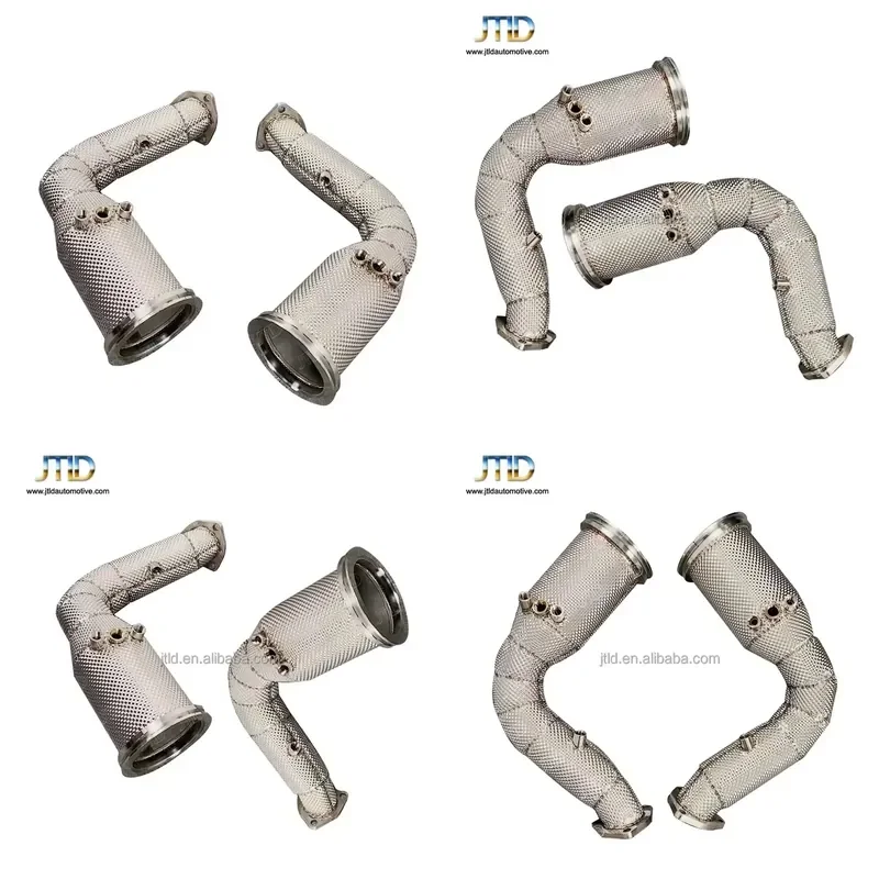 JTLD 304 Stainless Steel 1.5mm Mirror Polished High Performance Heat Shielded Exhaust Downpipe for Audi RSQ8 Euro V