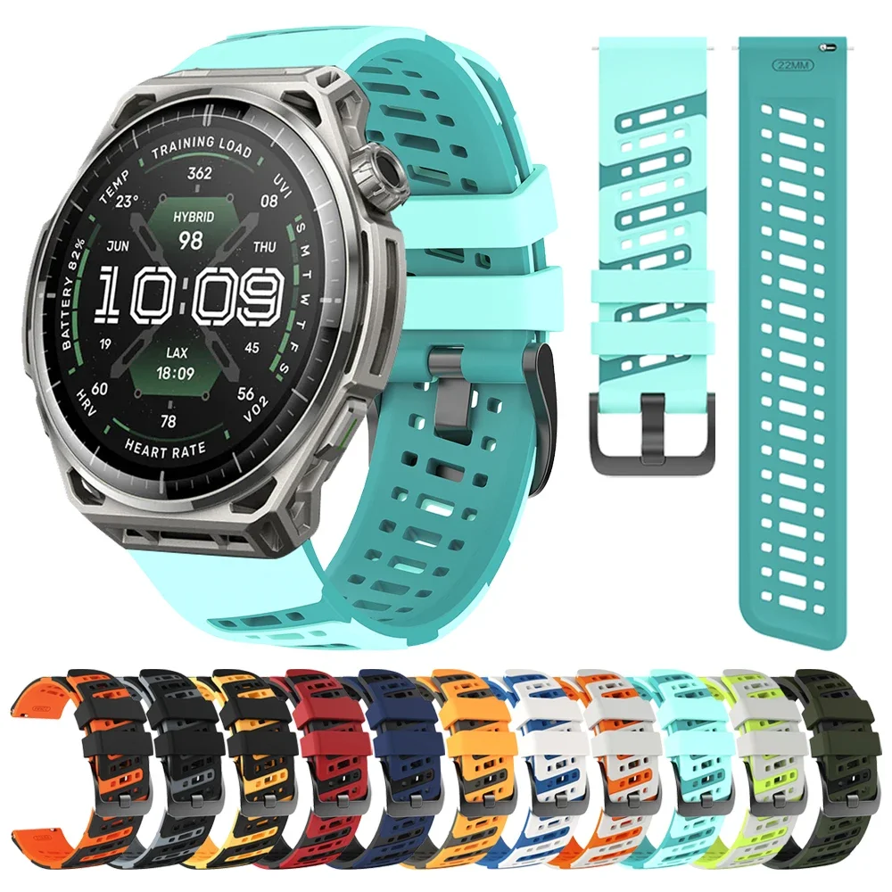 22mm Silicone Sport Strap for Amazfit Balance 3 2/Active Max/Bip 6 5/Bip Max Cheetah 2 Ultra 48mm Replacement Bracelet Watchband