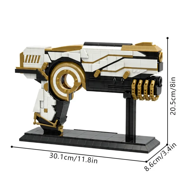 MOC 776PCS Warframe Sci-Fi Pistol Building Blocks, Game Weapones Prop Display Bricks Model for Adults Fans Desk Decor Collection