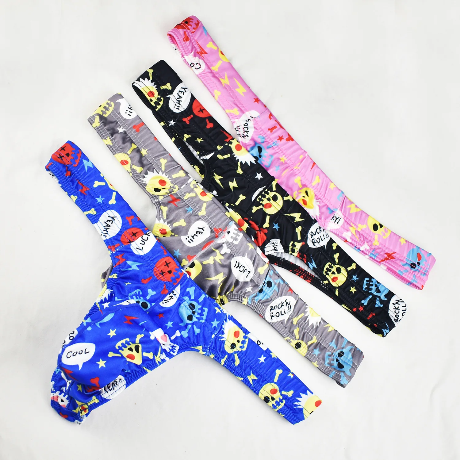 Men's Thong Fashion Skull Print Design Large Pouch Soft Comfort Stylish Underwear for Men 4 Patterns Available S-XL