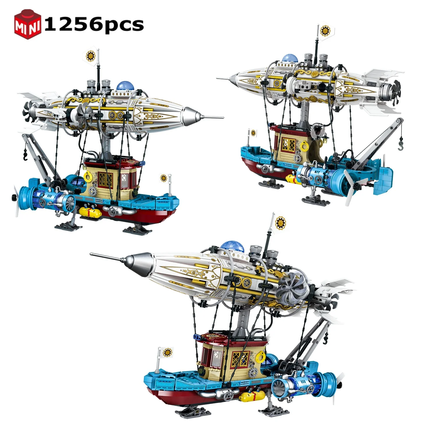 

Creative MOC Mini Steampunk Airship Building Blocks Model STEM Educational DIY Assembly Bricks Set for Kids Birthday Gift