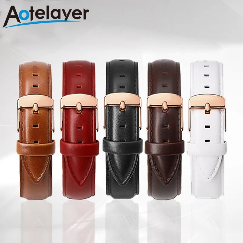 

14mm 16mm 18mm 20mm 22mm High Quality Leather Watch Strap Stainless Steel Pin Buckle Universal Watch Band Accessories with Tool