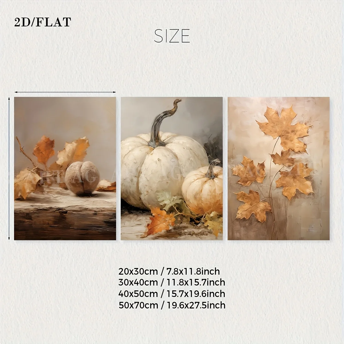 3pcs/set of pumpkin and maple canvas prints, rustic, farmhouse style decor posters, autumn interior paintings, high quality wall