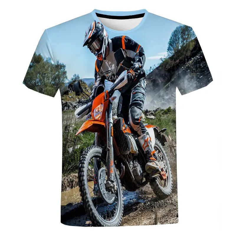 Men Sports Motocross Graphic T Shirts Summer 3D Printed Tees Fashion Hip Hop Personality Casual Cool Street Style O-neck Tops