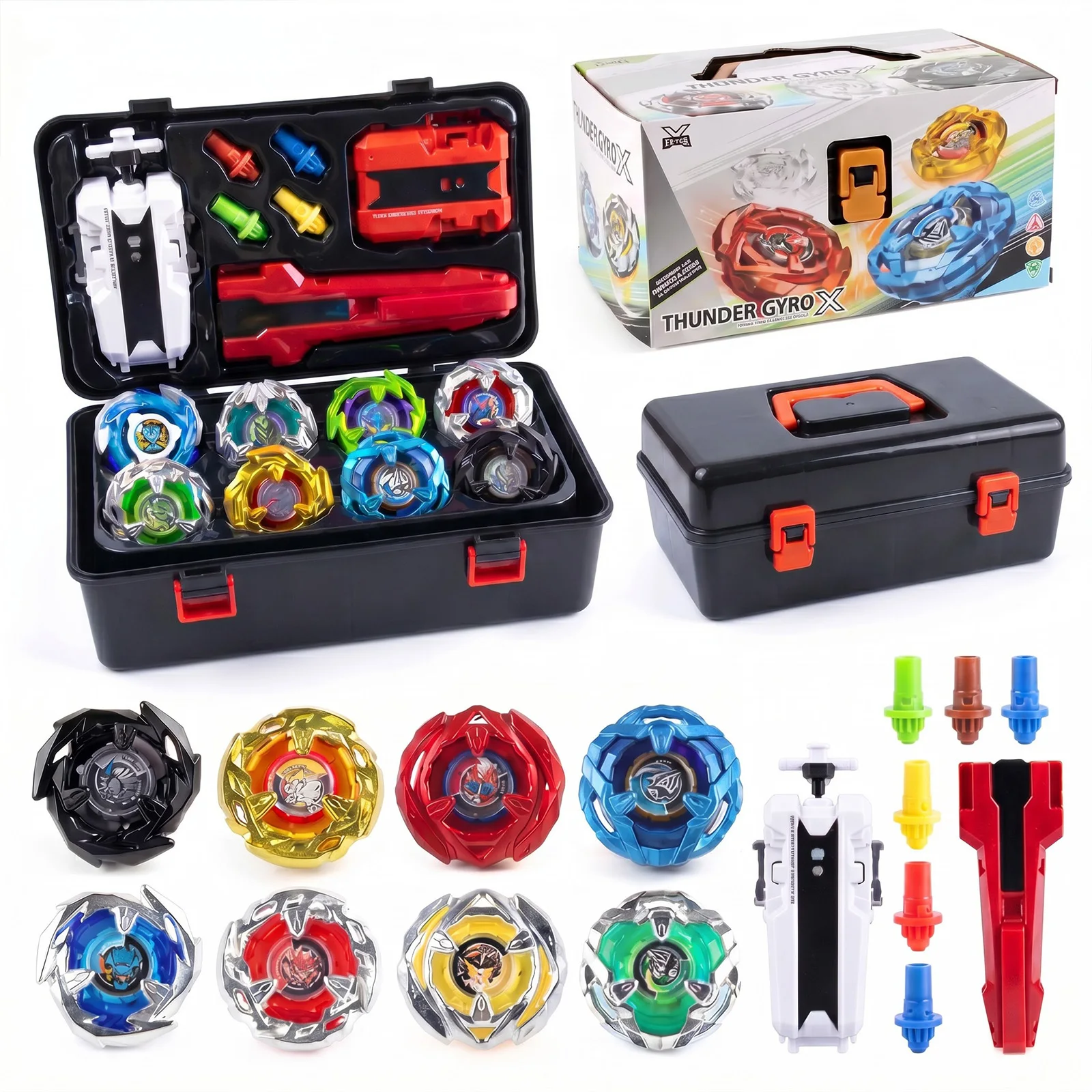 Bey X Spinning Toy Kit Gyro Metal Battle Tops with Launchers Organize Box Set Gift