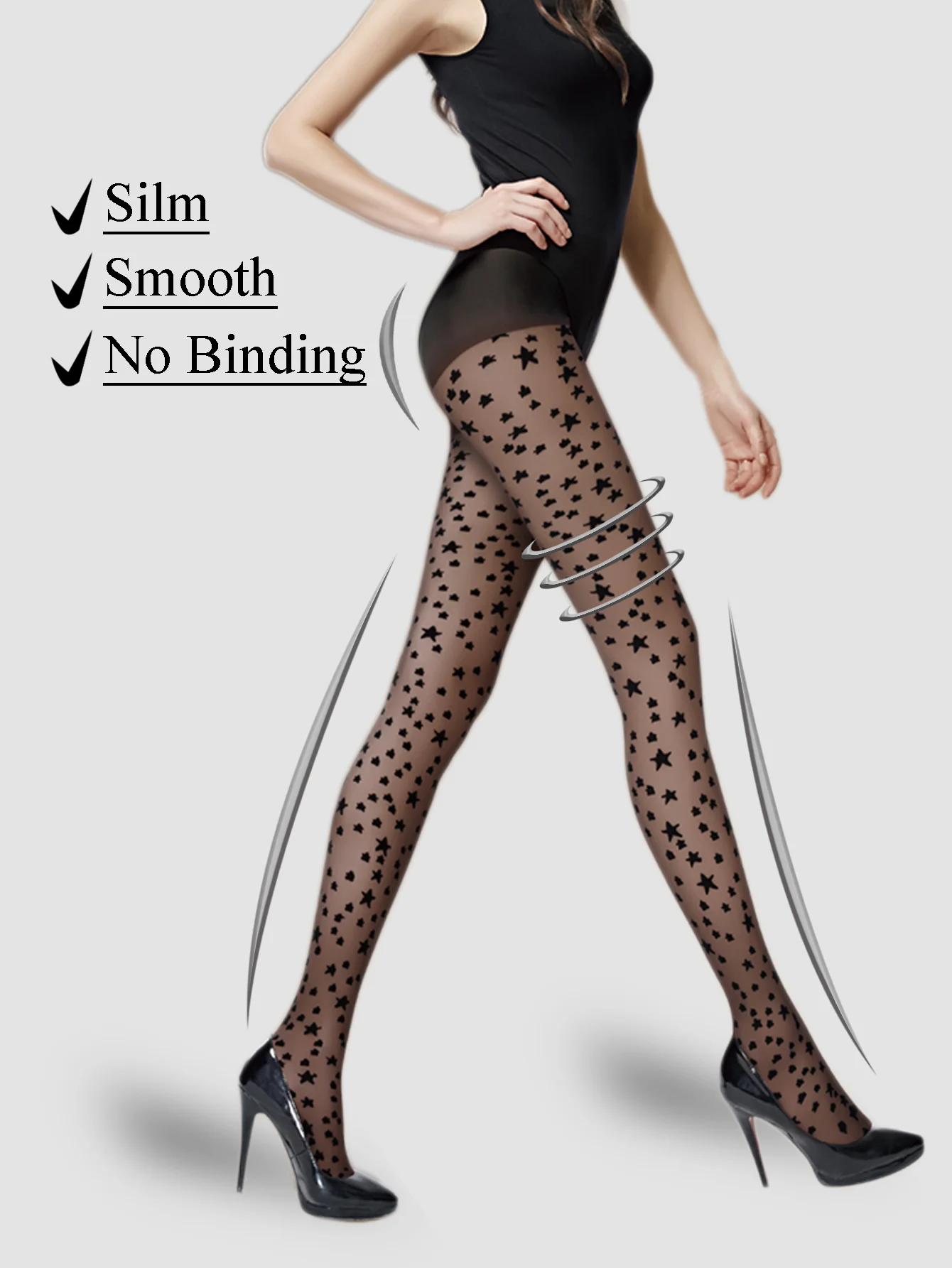 

A set of women's star jacquard silk stockings, sexy and skin penetrating, fashionable bottom, super elastic pantyhose