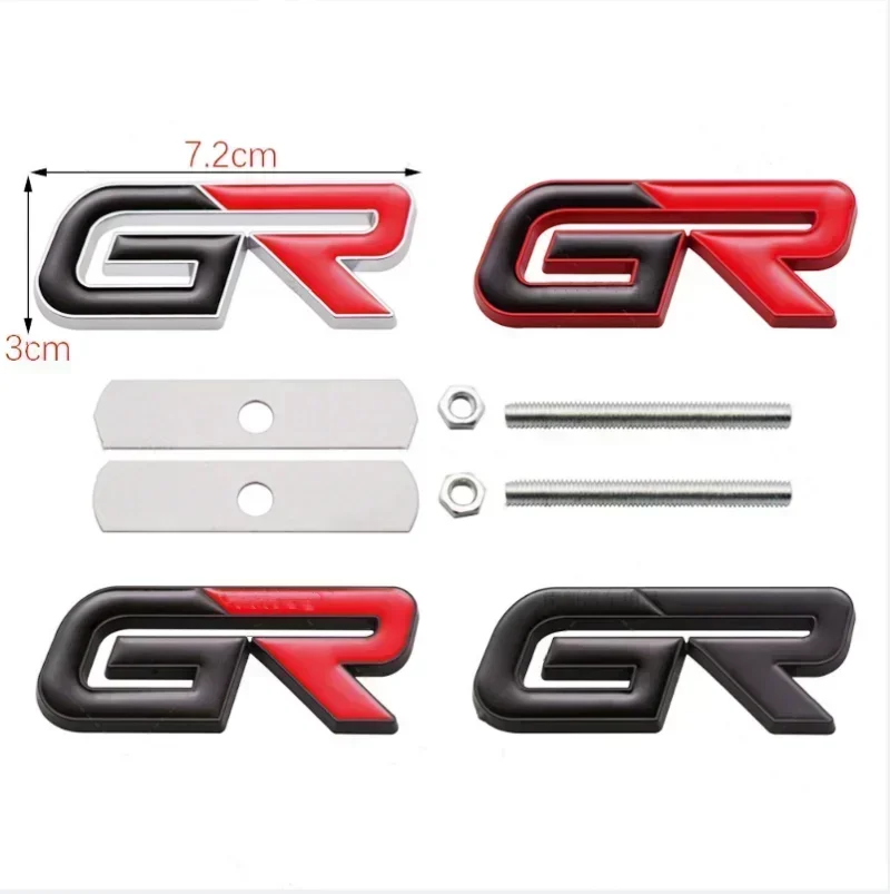 3D Metal GR Letters Front Grill Emblem Badge Rear Trunk Sticker Decals for Toyota Corolla CHR RAV4 Yaris Prado Prius Camry