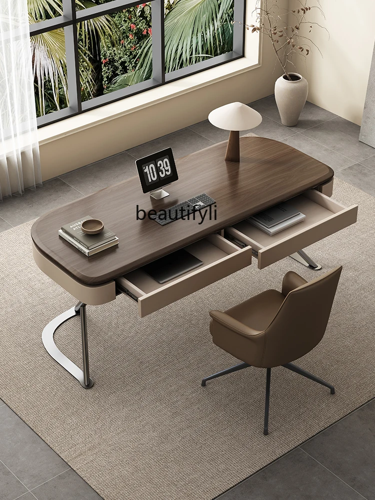 Solid Wood Desk Modern Minimalist Home Living Room Light Luxury Office Study Writing Desk Computer Desk