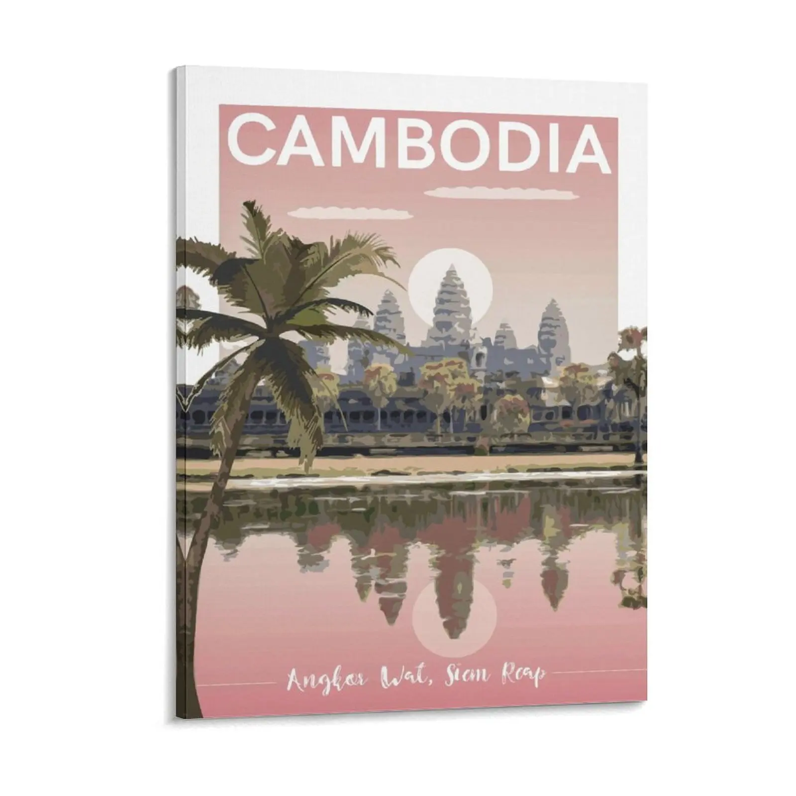 Cambodia Vintage Travel Canvas Painting Mural Living Room Garage Party Printed Framed Wall Paintings