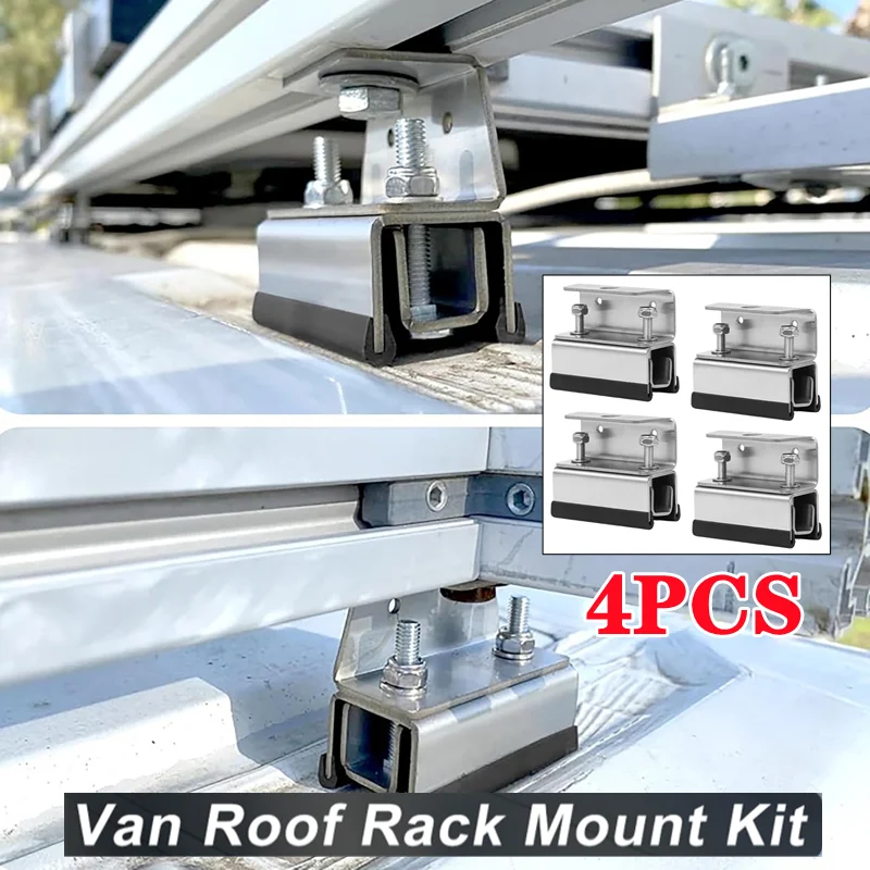 4Pcs/Set Van Roof Rack Mount Kit Marine Camping Rooftop Box Stabilized Bracket Stainless Steel Fixed RV Solar Mount