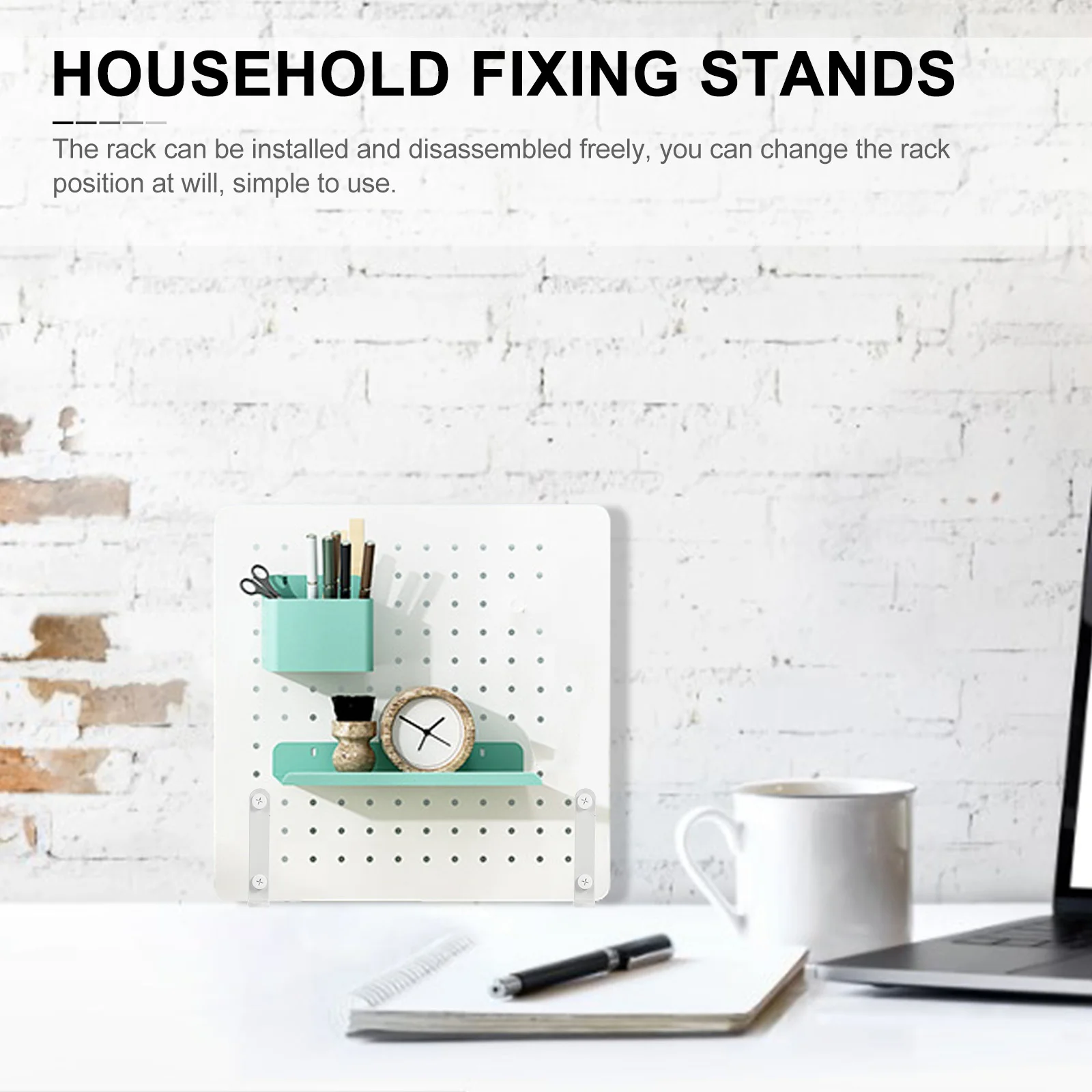 

Racks for Hole Board Wall Mounted Iron Shelf with Hook Storage Holder for Bathroom Home Office Household Fixing Stand