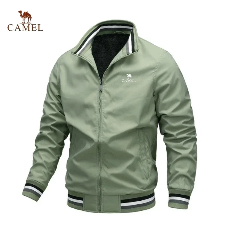 High End Embroidered CAMEL High-quality Men\'s Zippered Jacket, Spring and Autumn Fashionable Casual Outdoor Sports Jacket Top