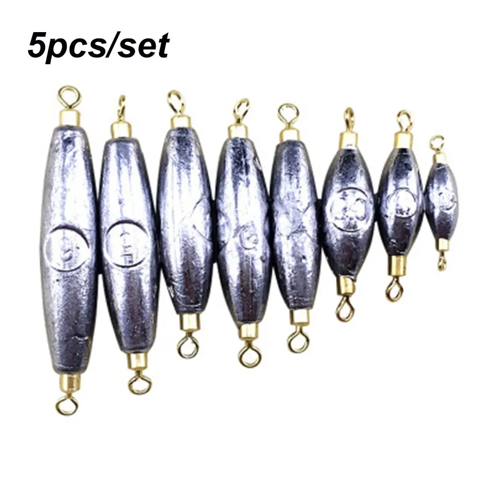 5pcs High Quality American Swivel Double ring Durable Olive Shaped Weights Lead Sinkers Fishing Sinker Tackle