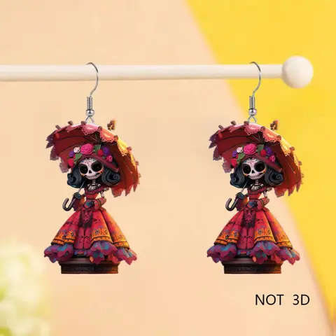 2025 Acrylic Earrings Flat Skull Ladies Earrings Halloween Party Decorative Earrings