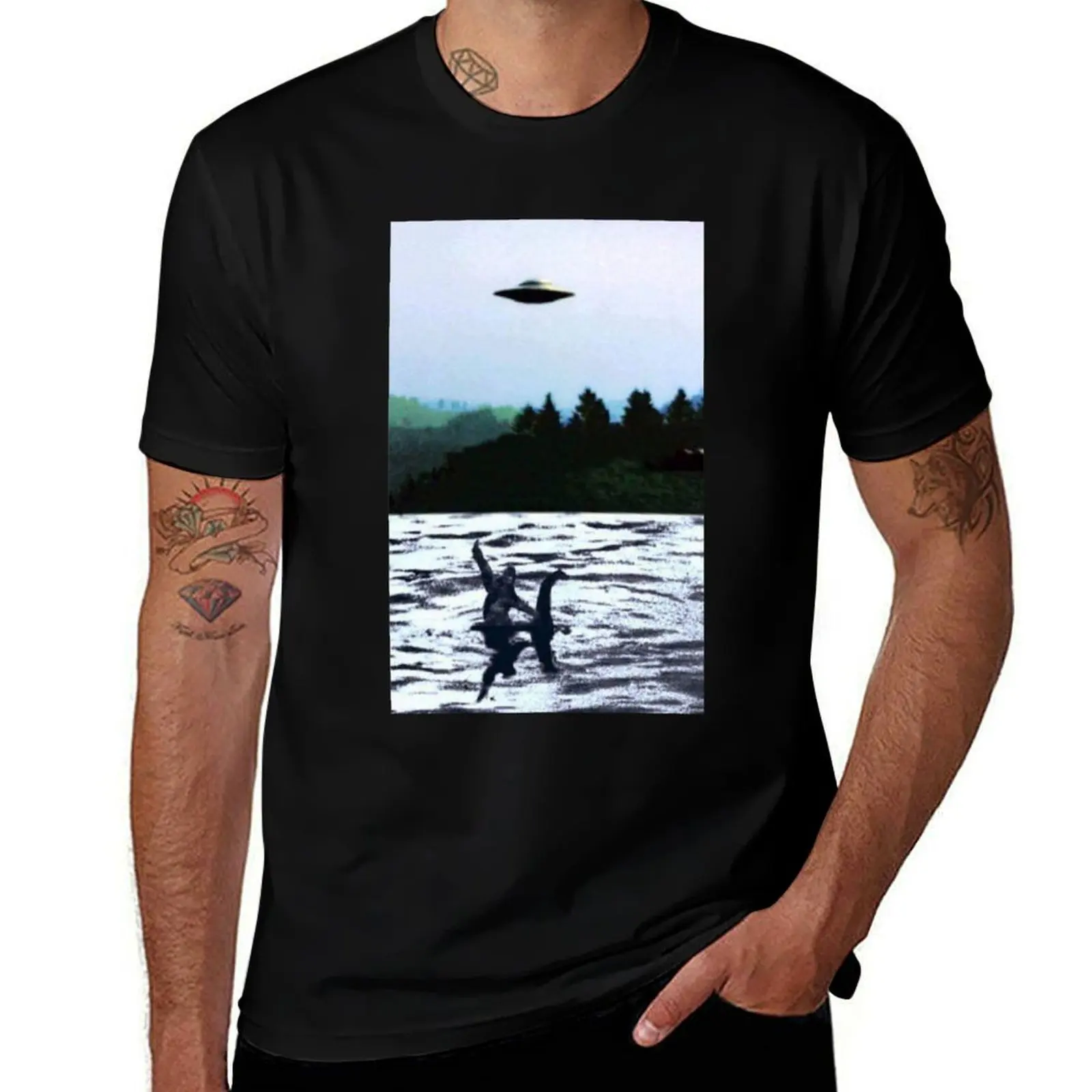 

UFO Big Foot and Loch Ness T-Shirt blue archive man clothes street wear graphic t shirts designer t shirt men