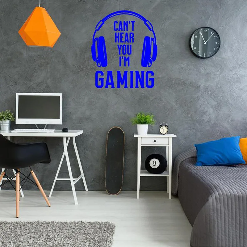 Video Game Quotes Decals Decor Can't Hear You I'm Gaming Gamer Life Vinyl Wall Sticker Boy Room Decoration Wallpaper 2259