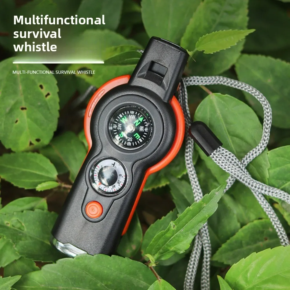 Thermometer, Reflector 7-in-1 Multi-Functional Whistle - Portable Durable Outdoor Survival Whistle 7-in-1 Emergency Whistle