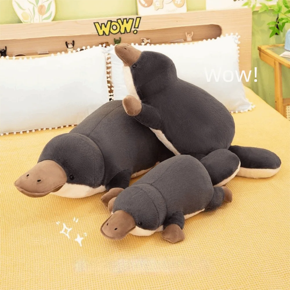 Super Soft Platypus Grey Color Fluffy Texture Stuffed Animal Realistic Design High Quality Simulation Festival Gift