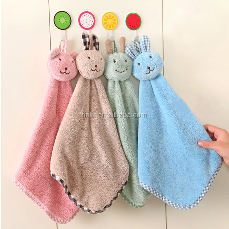 100% Microfiber Cartoon Head Hanging Hand Towel Promotions Drying Towel