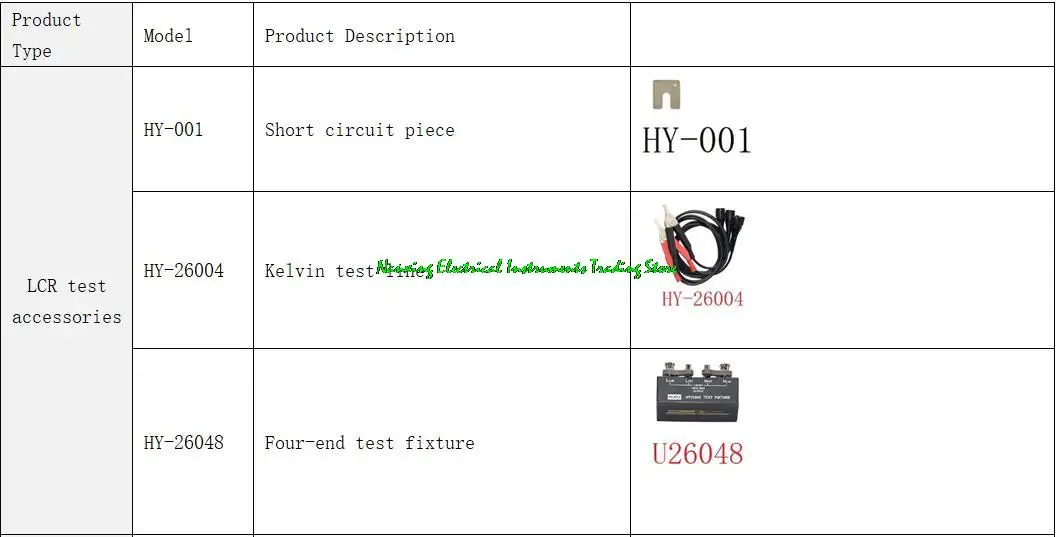 U26001/HY-26048 dispositivo di prova a 4 terminali per misuratore di induttanza di capacità a ponte LCR alternativa perfetta a TH26001