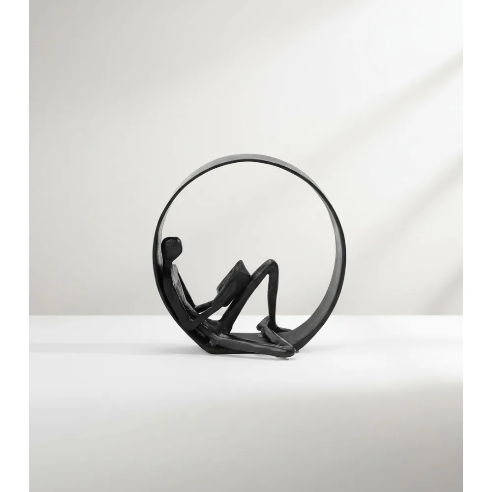 

Винтажная статуя чтения - железная скульптура любителя книг ручной работы, декор книжной полки, подарок для читателей