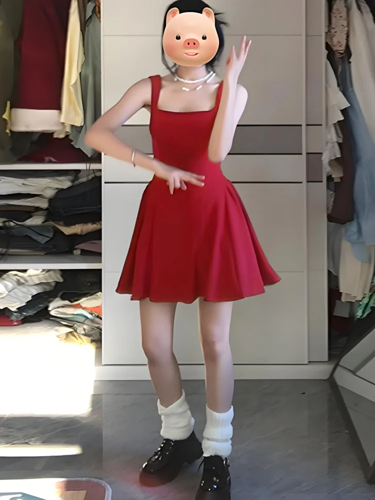 

Красная женская модная повседневная юбка трапециевидной формы с ремешками на талии, осеннее новое поступление, модная юбка для девочек