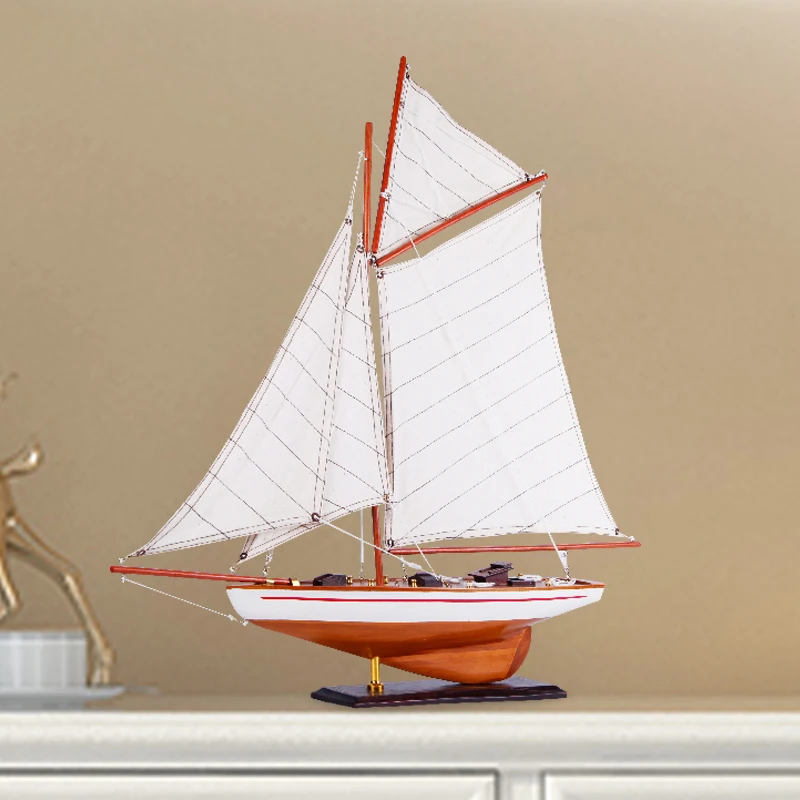 

Simple wooden sailboat model ornament Modern simple single sail sailboat window decoration smooth sailing Crafts