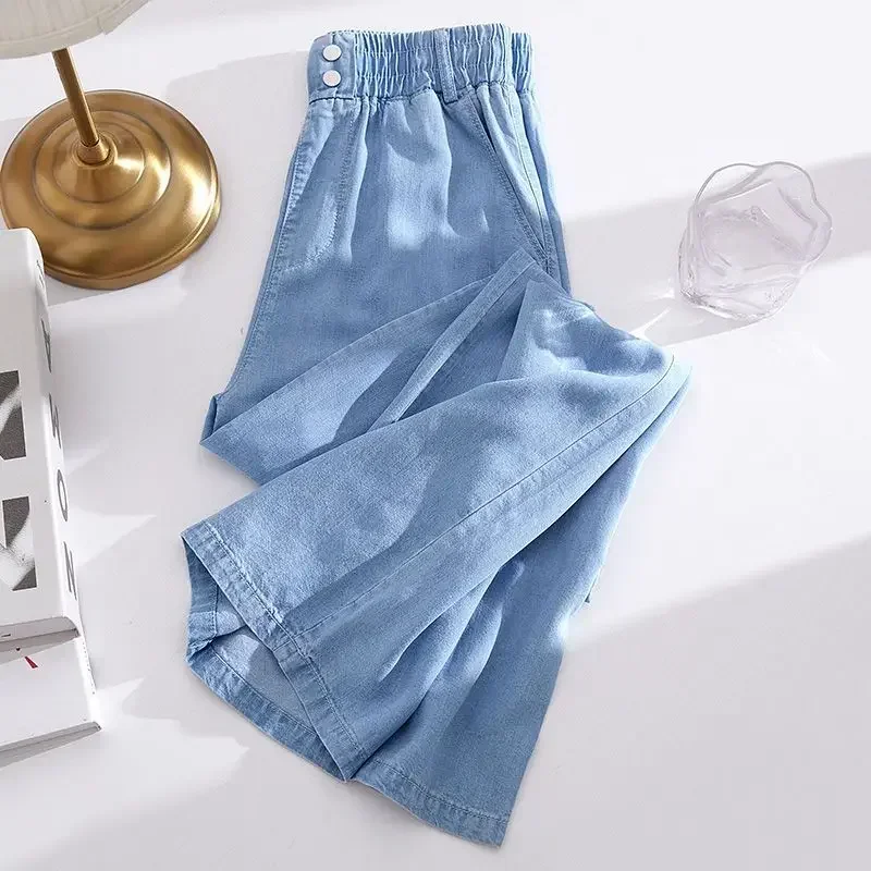 Больш размер Oversized 145kg Summer Thin  Jeans For Women Korean Fashion Casual Ice Silk Pantalones Loose High Waist Denim Pants