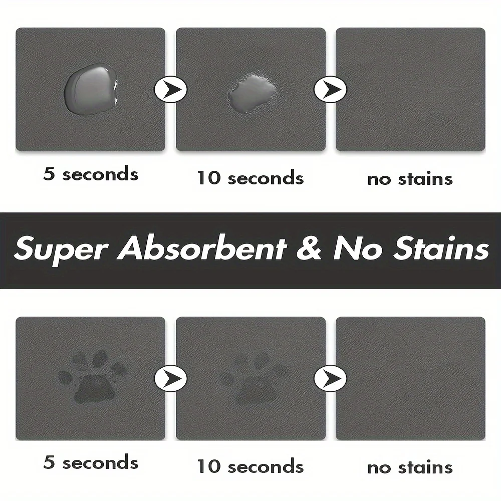 1pc Solid Color Oval Pet Mat Absorbent Food Pad Non-Slip Quick-dry Water Fountain Rug For Pet Dog Cat Home Room Supplies