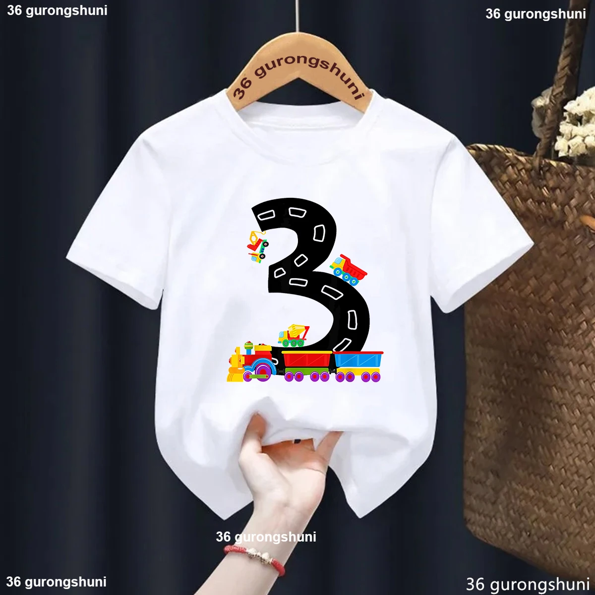 

Tractor Car 3th Birthday Gift For Girls/Boys Tshirt Funny Kids Clothes White /Blue/Yellow/Gray Tshirt Summer Fashion T-Shirt