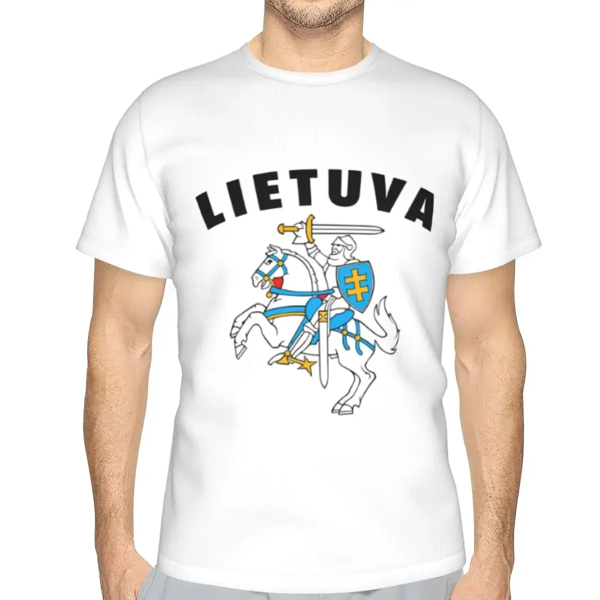 polyester Lietuva Lithuania Coat Of Arms  T-Shirt Men's Funny T Shirt Men Round Neck Summer Shirts Tops