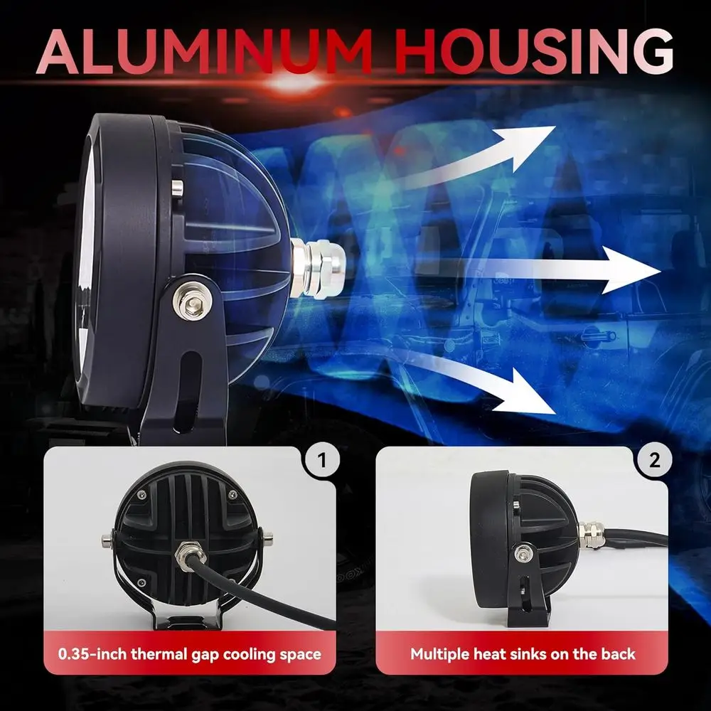 Coppia di 3 cialde luminose a LED ambrate da 80 W, fendinebbia da 9600 LM per fuoristrada, compatibili con Jeep, camion, auto, ATV, SUV, moto,