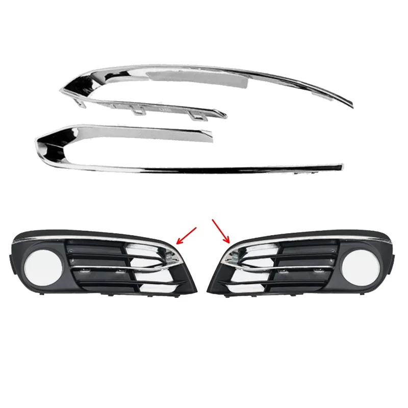 รถกันชนด้านหน้ากันชนกระจังหน้า Bright Strip 51117331769 51117331770 สําหรับ BMW 5 Series F10 F11 F18 2014-2017-AC17