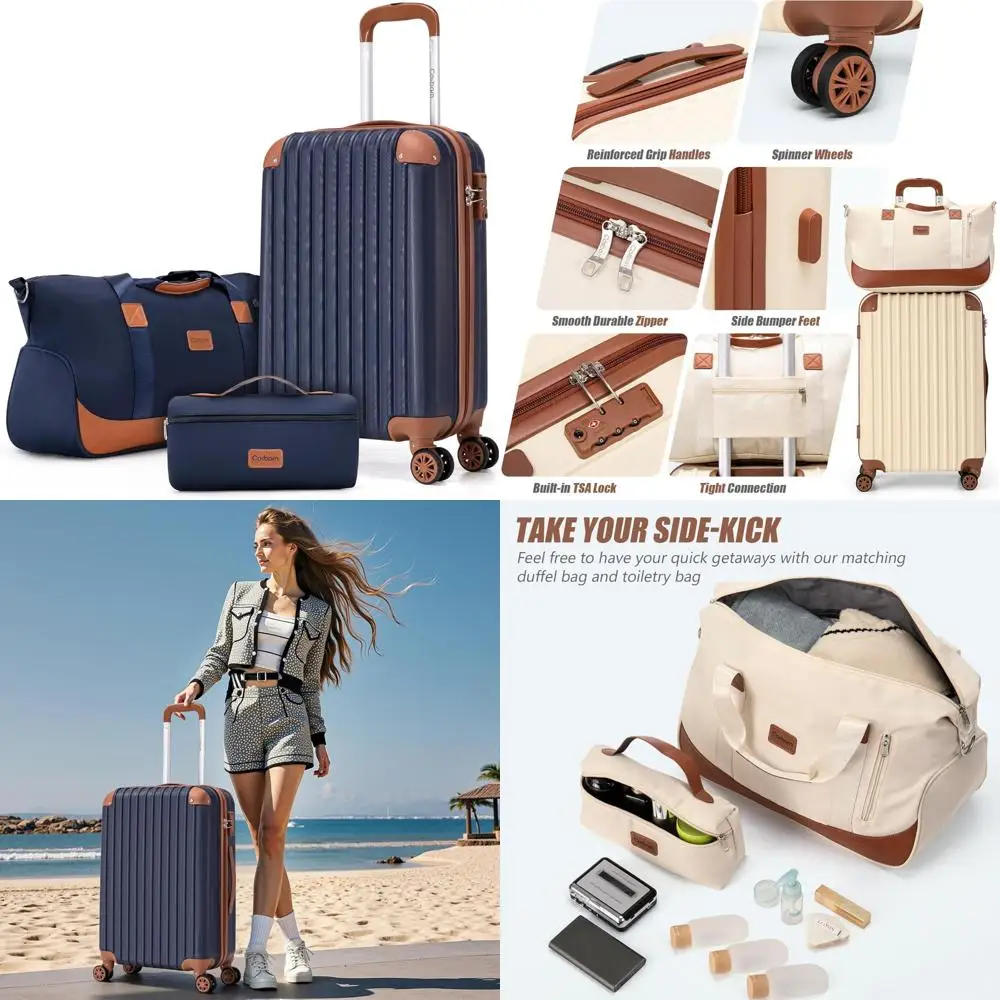 

two-piece luggage set: 20 inch usb-port carry-on and 28 inch front-opening expandable checked luggage
