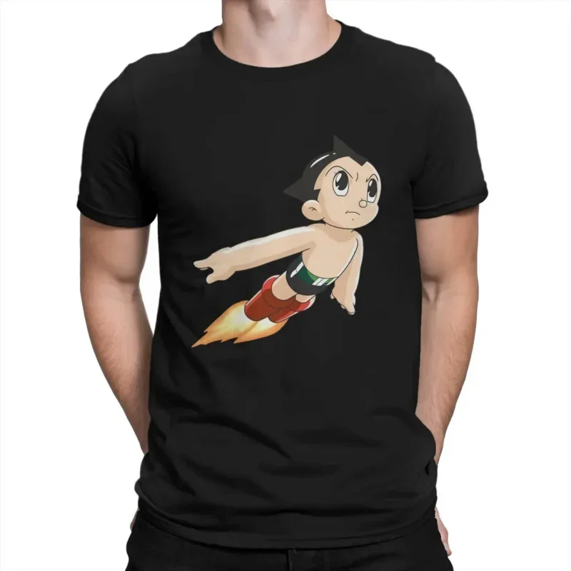 

Одежда Astroboy из чистого хлопка, новинка, футболка с коротким рукавом и круглым вырезом, мужские футболки из хлопка с летающим Atom