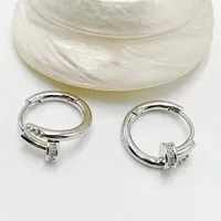 Charming Shiny Crystal Round Hoop Earring For Women Minimalist Nail Shaped Earrings Gold/Silver Trendy Jewelry - Image 6