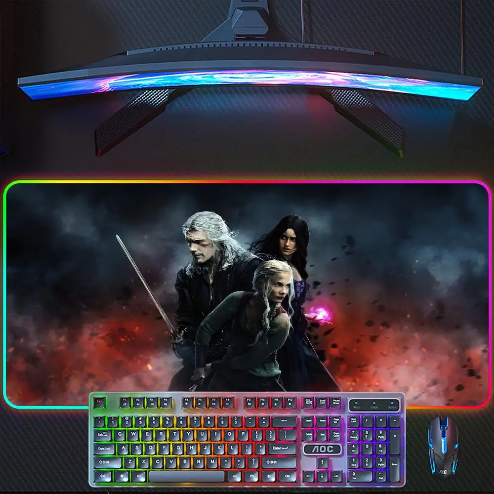Fashion Witcher Mouse Pad RGB Rubber Computer Laptop Official Game Colored esports Aesthetic Pretty Fashion Luxury Mat