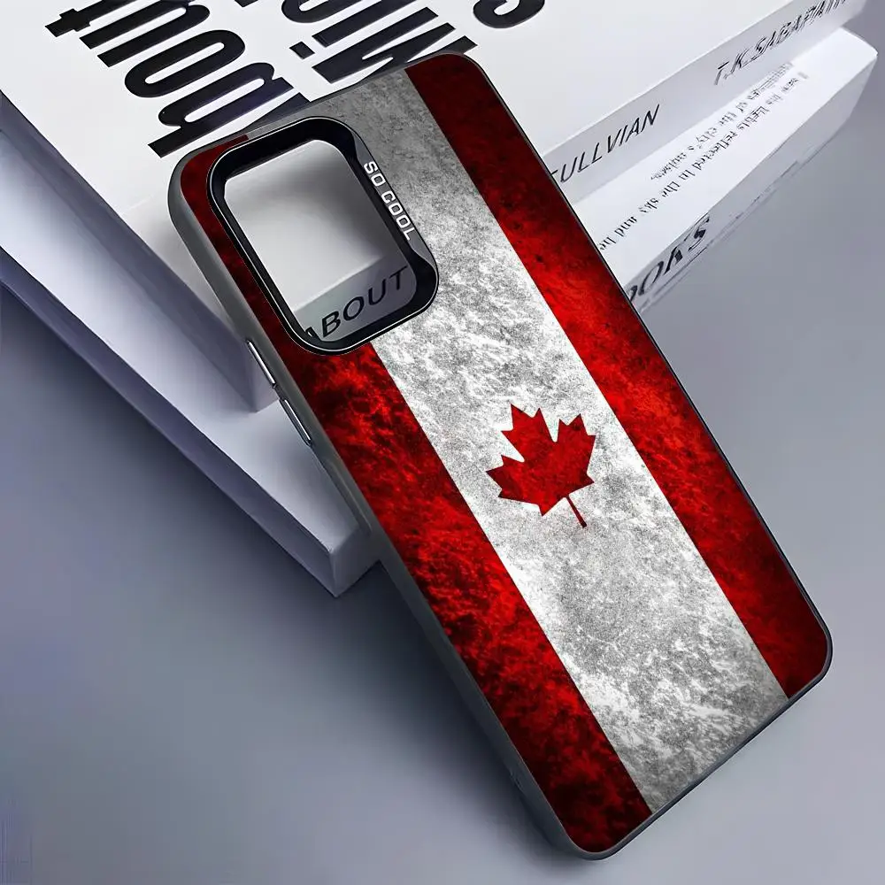 Canada Flag Phone Case for Samsung Galaxy S26 S25 S24 S23 S22 S21 S20 Note20 Plus Ultra Colorful Silver Cover