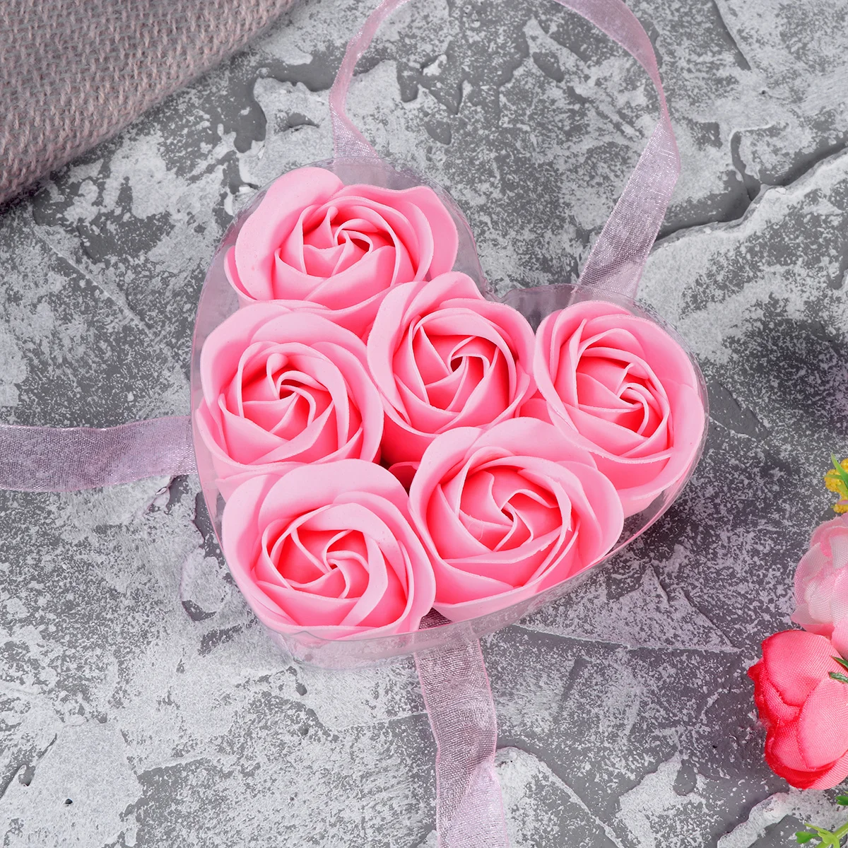 

6pcs Heart Shaped Rose Soap Simulation Flower Gift Box Valentine'S Day Birthday Wedding Decoration For Wife Girlfriend Teacher