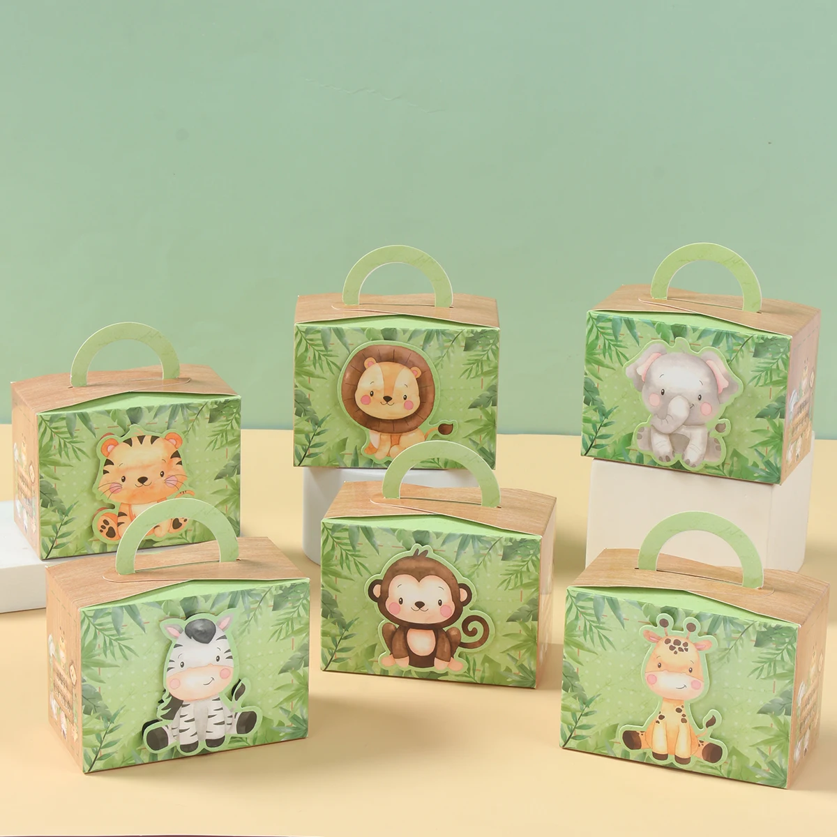 Jungle Animal Candy Boxes Jungle Safari Birthday Party Decoration Kids Gift Packaging Box Boy Baby Shower Birthday Party Supplie