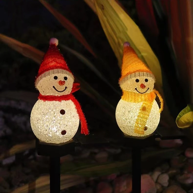 Snowman Solar Garden Light Outdoor Ground Stake LED Light Solar Powered Xmas Pathway Lights for Corridor Lawn Yard Decoration
