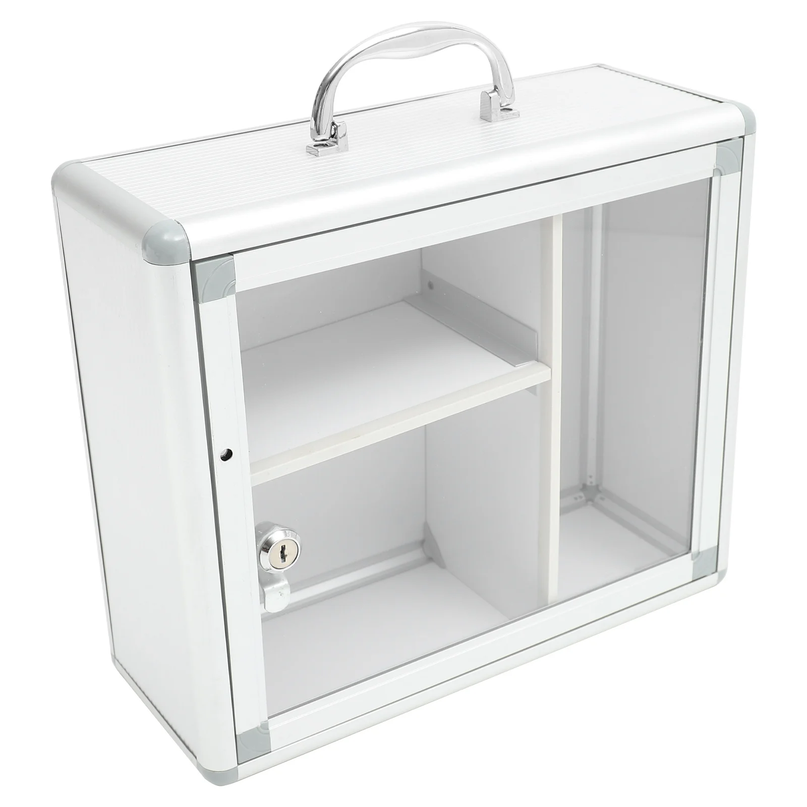 صندوق دواء مثبت على الحائط من سبائك الألومنيوم صندوق أدوات تخزين قابل للقفل لصندوق دواء مساعد السفر للسيارة المنزلية