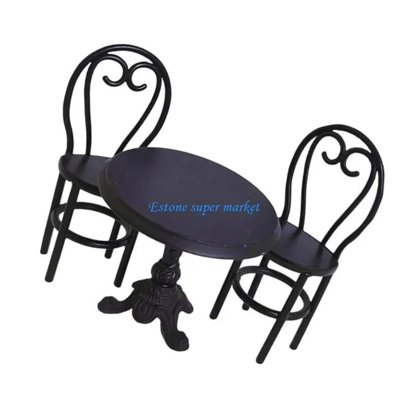 090B Nordic Metal Kids Pretend Play Kitchen Set Miniature Dining Table Chair Playset For Imaginative Creative Development view 4