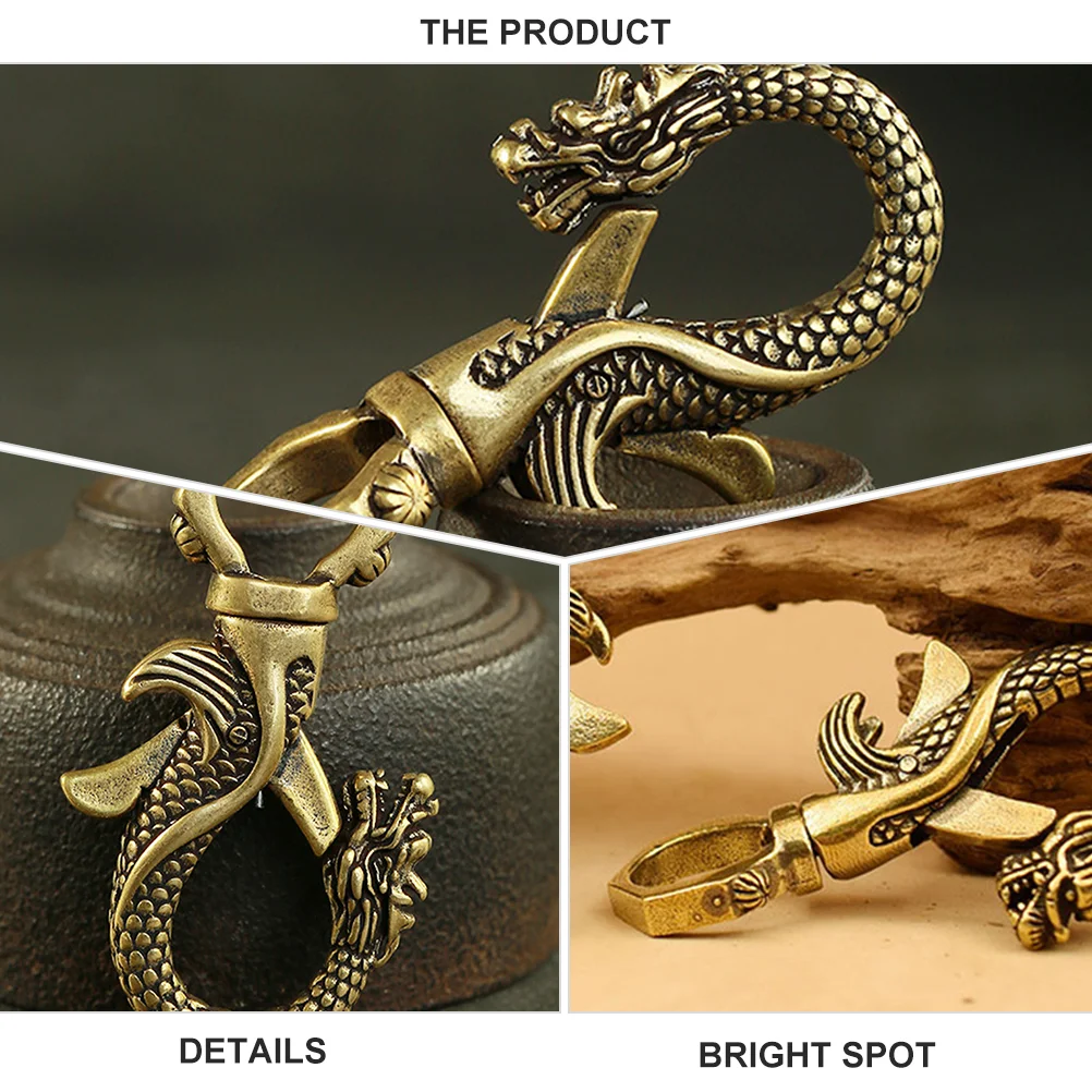 Key Chain Heavy Duty Brass Swivel Ring Clasp Rotary Buckle Creative Dragons Trigger High Load-bearing