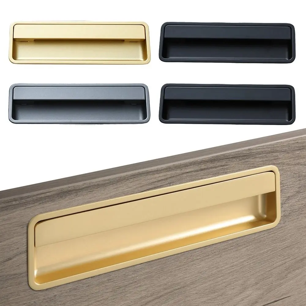 Fashion Aluminium Alloy Recessed Door Handle Hardware Furniture Embedded Door Knob Invisible Sliding Door Pull Kitchen