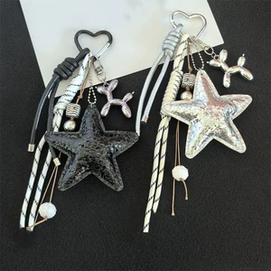 2025 New PU Leather Starfish Bag Charm Cute Decorative Keychain Decoration Fashion Braided Rope Bag Accessorie