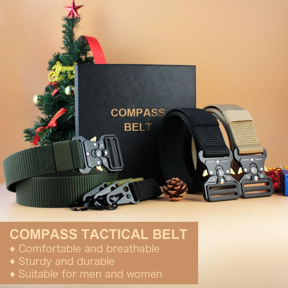 Men Belt Outdoor Hunting Tactical Belt Multi-Function Buckle Nylon Belt Police Heavy Duty Training Hunting Combat Belt 3.8cm