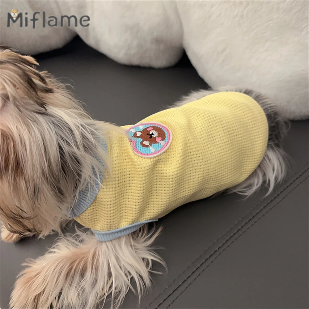 

Miflame Cute Cat Clothes Summer Thin Puppet Cat Anti Hair Blue Cat Pet Dog Summer Tank Top Schnauzer Poodle Breathable Vest